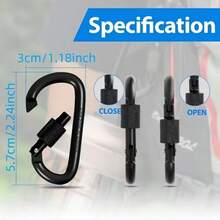 5 buc cârlige cu arc în formă de D cu șurub, aliaj de aluminiu negru, potrivite pentru pescuit, brelocuri, accesorii pentru exterior, echipament de camping, articole esențiale pentru camping - Multicolor - Vizualizare 7