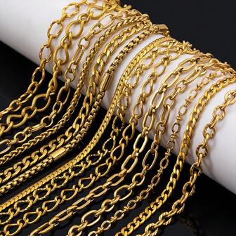 2米时尚不锈钢十字链回形针链，适合DIY珠宝制作项链手链配件