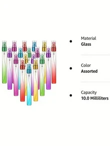 51/24/17/10/2 件装迷你彩色香水喷雾瓶套装,0.34 盎司/10 毫升彩色长喷嘴玻璃细雾可重复灌装喷雾瓶,包含 36 个喷雾瓶、5 个漏斗、5 个泵头、5 根弹簧吸管,便携式旅行香水喷雾器,精油样品容器 - 彩色 - 查看 5