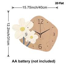 2D平面挂钟，单件装，米色、绿色和棕色背景，白色花卉装饰，静音挂钟，超静音石英机芯，无滴答声，适用于客厅、卧室、厨房、宿舍、办公室、教室装饰，是馈赠佳品和节日墙饰。 - 彩色 - 查看 20