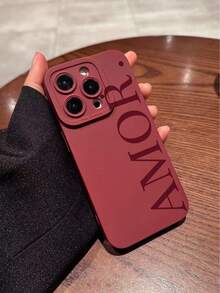 1pc Perforated Edge Letter Printed Thick Shockproof Painted Phone Case, Compatible With IPhone 17pro/17Air /17/17promax16/11/16pro/16plus/16promax/16e/15Promax/13/14/12/XS/XR/7G/8P
