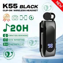 K55 夹式商务蓝牙 5.2 耳机，20 小时通话/音乐播放时间，LED 数字显示屏，降噪无线耳机 - 彩色 - 查看 16