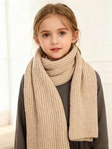 1 قطعة وشاح مُحبوك بألوان صلبة وخطوط للأطفال، وشاح شتوي سميك وناعم لتدفئة الرقبة، وشاح عصري وشامل للطلاب من الأولاد والبنات، وشاح للأطفال البنات، وشاح مقاوم للبرد للخارج، وشاح عيد الميلاد