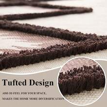 Boho Runner Rug 2'x6' Washable Hallway Farmhouse Area Rug For Kitchen And Entryway Tassels Detail Tufted Cotton Woven Floor Mat With Rustic Brown Design Easy Care And Stylish Decorative Solution For Modern Home - Brown - View 6