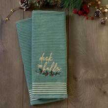 SKL Home - Juego de 2 Toallas de Mano de Trineo de muñ de Nieve para Navidad, Invierno, para baño, Cocina, Bar y Regalo, Color Azul(Deck the Halls) - Multicolor - Ver 3
