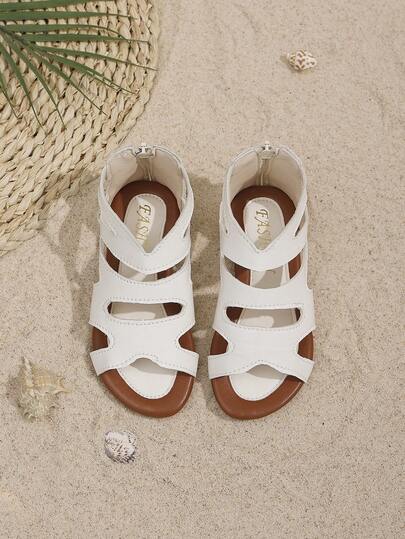 Kids' Striped Hollow Sandals, Refreshing And Versatile, Suitable For Summer, Play, Beach Trips, Casual Wear, And Outdoor Activities. Girls' Sandals, Children's Sandals