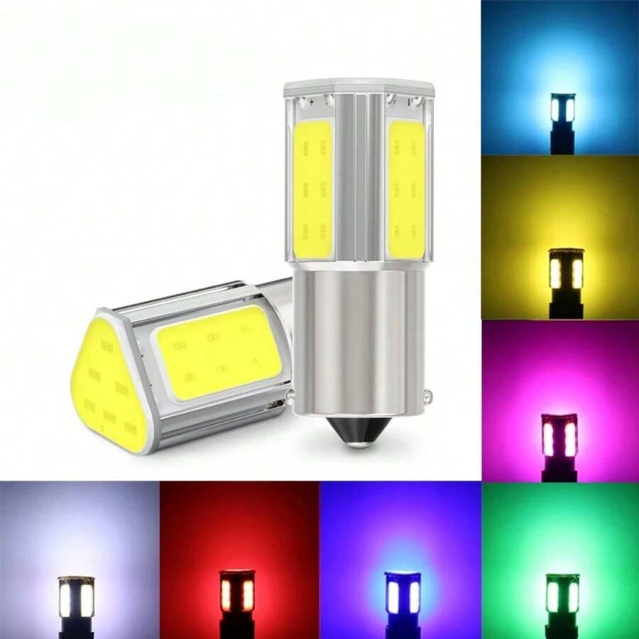 2pcs COB LED Car Lights - High Quality, 1156 BA15S & 1157 BAY15D, 12V White & Red, 8000K/6000K/4300K Color Temperatures, Durable Plastic With Secure Mounting Brackets, 36V Operating Voltage, No Battery Needed, Car Light