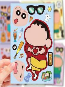 A Set Of 8PCS Crayon Shin-Chan Costume Stickers Are Paired With Educational Boy Diaries And Girl Diy Handicrafts To Relieve Stress And Fun. They Are Suitable For Decorating Mobile Phones, Laptops, Suitcases, Water Cups, Skateboards, Notebooks And Guitars. - Multicolor - View 5
