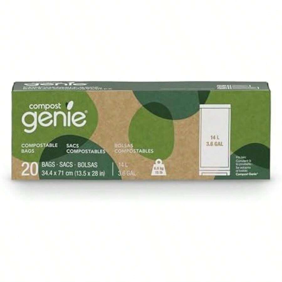 Bolsas compostables de 3.6 galones, 40 Unidades, Resistentes para residuos de Alimentos, compatibles con contenedores de compostaje de Cocina, certificación ASTM D6400(20 Count (Pack of 1)) - Multicolor - Ver 1