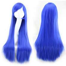 80厘米长合成纤维假发，白色紫色，适合角色扮演、派对等场合，黑色直发，女士假发片。 - 彩色 - 查看 13