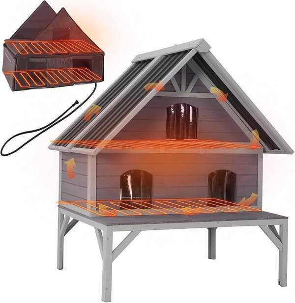 Outdoor Cat House With Insulated Liner Weatherproof  Cat Shelter For Winter