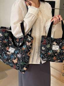 1 chiếc túi tote vải in họa tiết, túi đeo vai, túi đeo chéo nhẹ, túi đựng đồ tiện dụng, túi đi làm cho nữ, túi xách dung tích lớn, túi tote đa năng, túi đeo vai thêu hoa, túi đựng đồ di động, túi đựng mỹ phẩm. - Nhiều màu - Xem 9