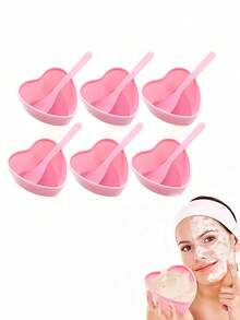 Pink Facial Mask Mixing Bowl Set Heart ShapedFace Mask Bowls With Spoons For DIY Face Masks And Skincare Products DIY Facemask Mixing Tool Reusable Mixing Bowl & Stick Set For Men Women & Estheticians For Home & Salon Use Beauty Salon Essentials Skincare Tool Makeup Supplies Beauty Supplies - Multicolor - View 7