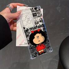 Funda de Teléfono de la Chica Mafalda de Cómic para Samsung Galaxy S25, S24, S23, S22, S21, S20 FE Ultra Plus 4G/5G - Funda Transparente Suave a Prueba de Golpes, Patrón de Rayas, Moldeo por Inyección, Impresión UV, Usuarios de Smartphones, Entusiastas de la Tecnología - Transparente - Ver 5