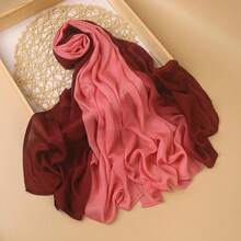 Gradient Dual Color Scarf,Elegant Ombre Headwraps Hijab, Modal Cotton Feel Lightweight Sunscreen Shawls For Women,9#Redpink - 9#紅粉色 - 查看 3