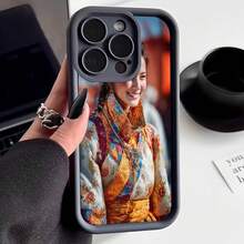 Cubierta de telefono con diseño de mujer en traje tradicional colorido negro para uso diario y viajes - Burdeos - Ver 1