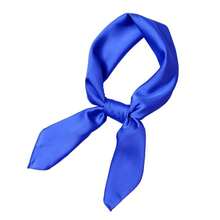 Lastclream Chiffon Square Neck Scarves For Women Handkerchief Retro Satin Ribbon Scarf For Hair Wrapping 23.6inch 26inch,23.6inchRibbon-Blue - 23.6吋絲帶-藍色 - 查看 3