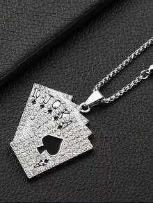 1pc Personalized Playing Card Versatile Necklace, Black Playing Card Necklace, Unique Interesting Necklace, Holiday Gift Necklace, Couples Necklace, Suitable For Parties, Daily Wear And Party Themes