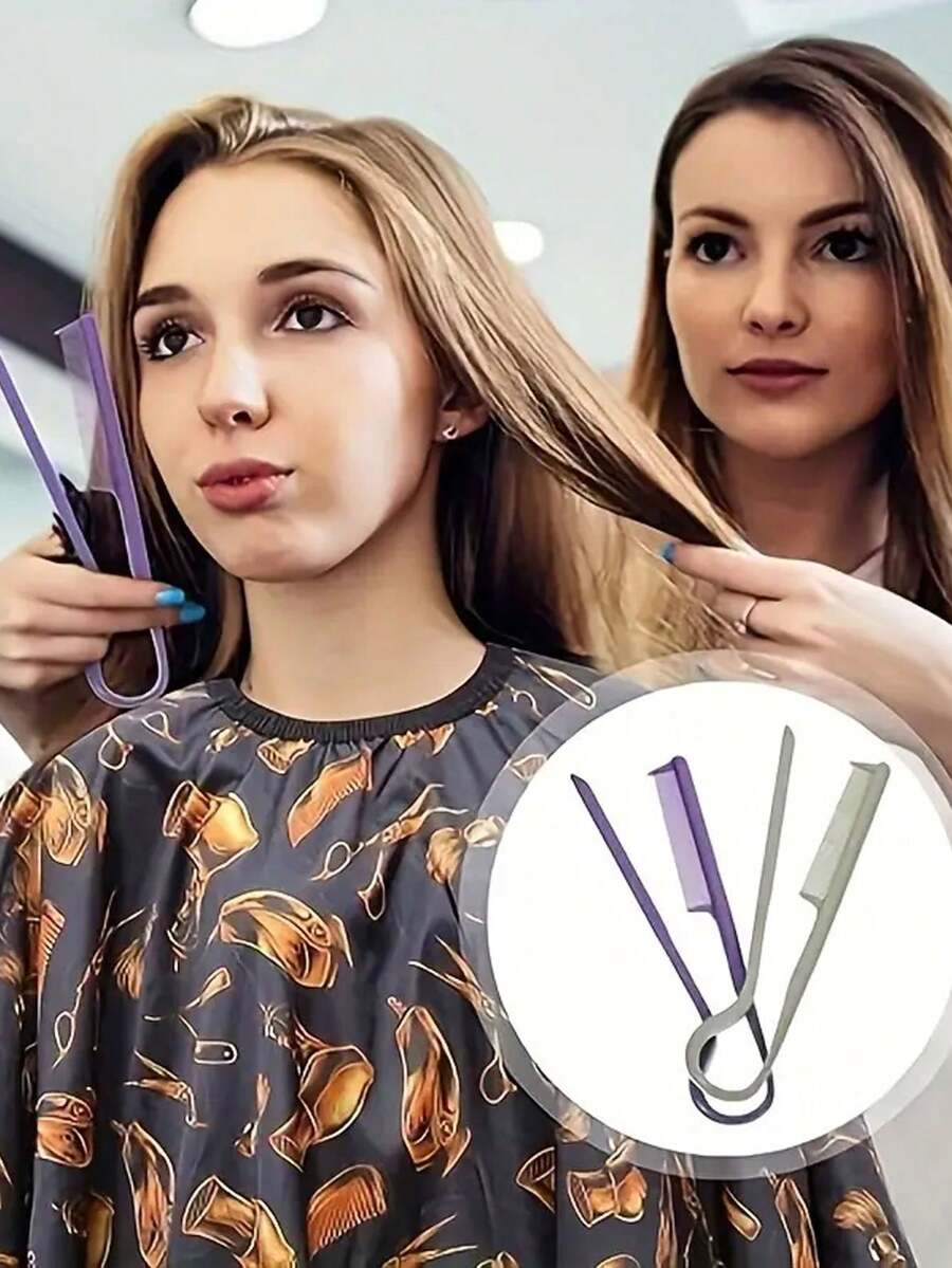 1pc Hair Styling V-Shaped Comb, Straightening Comb, Folding Hair Styling Tool, Hair Straightener, V-Shaped Hair Comb ,Hair Styling Kit - Multicolor - View 1