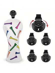 Huvudskydd för golfklubbor, skaftskydd för golfklubbor, fairwayskydd för klubbor, hybridskydd, läderskydd för trä, skydd för malletputter, skydd för bladputter, golfklubbbagar - Svart - Visa 4