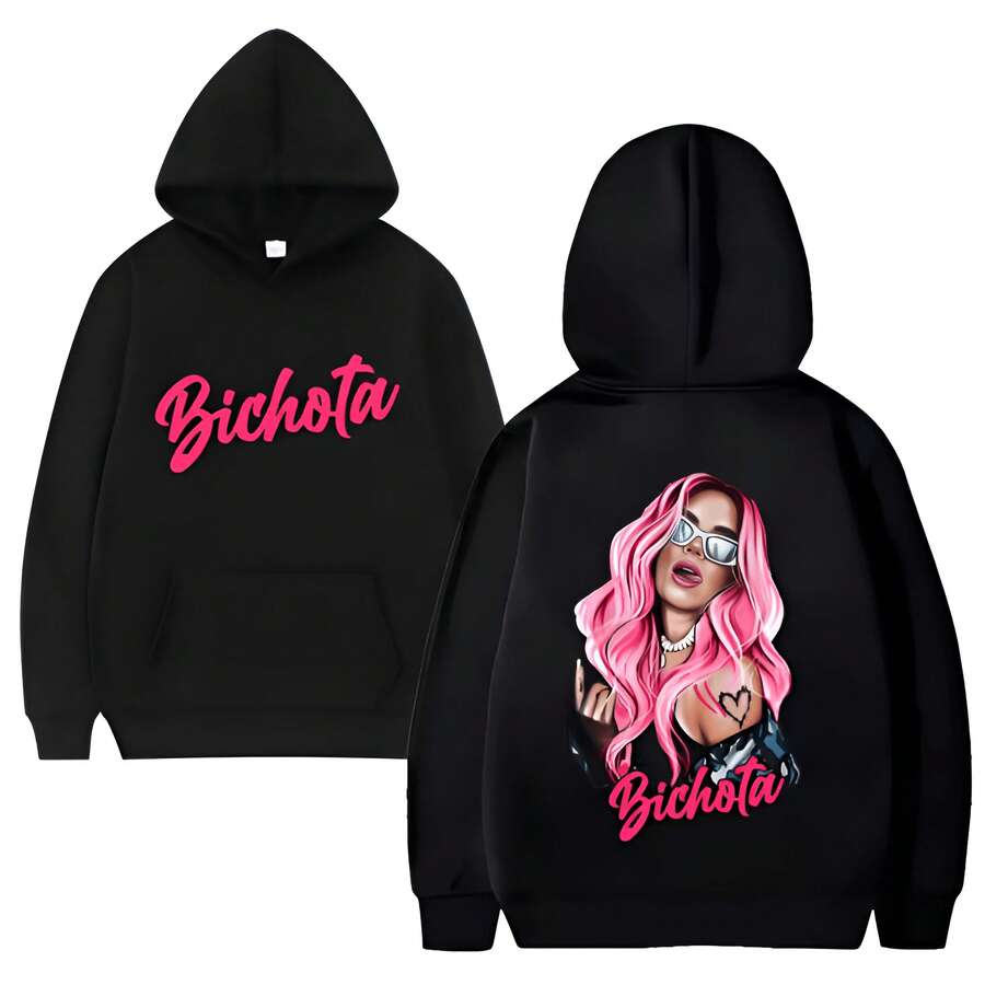 Singer Blchota Double Sided Printed Oversized Sweatshirt Men Women Casual Fashion Vintage Hoodie Unisex Fleece Pullovers - màu đen - Xem 1