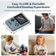 Consola de Juegos Retro Portátil, con 400 Juegos Integrados, Reproductor de Videojuegos Portátil con Pantalla IPS de 3.0 Pulgadas y Batería Recargable (Azul) - Negro - Ver 6