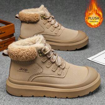Men's Fashion Casual Comfortable Boots, Warm Thermal Lined Snow Boots With Thick Soles For Outdoor, Winter