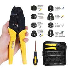 Ratchet Wire Crimping Set/ 8 Interchangeable Jaws Insulated And Non-Insulated Terminals , Wire Stripper Include,Exposed/Tubular/Coaxial Cable/Cap-Shaped/Insulated Terminal Connector Electrical Clip - màu đen - Xem 8