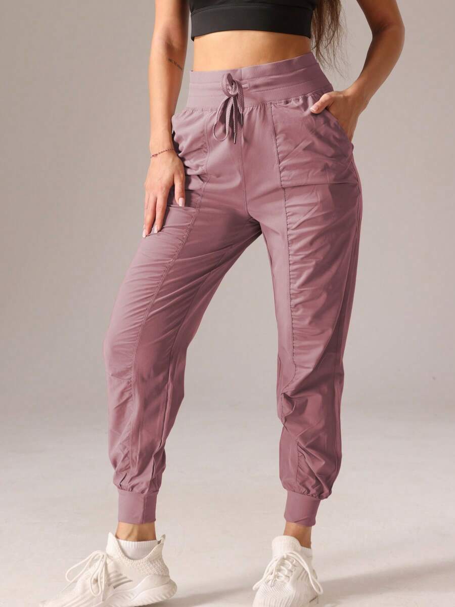 Women Light Soft Sports Long Pants For Running Fitness Casual Hiking Outdoors - Bụi tím - Xem 1