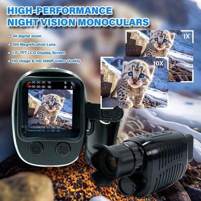 R7 Night Vision Goggles With 1.5" HD Screen, USB/Battery Powered, Infrared, 5x Digital Zoom, Ideal For Outdoor Camping, Wildlife Observation, Farm Monitoring