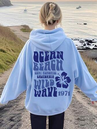 סווטשירט עם קפוצ'ון והדפס אותיות לנערות, סווטשירט קז'ואל עם קפוצ'ון, מתאים לסתיו ולאביב, בגדי בנות, מתאים לאירועים שונים כגון בית ספר, חופשה, קניות וספורט