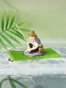 قطعة واحدة تمثال سمكة من الراتنج ، تمثال مصغر ذو موضوع خيالي للحديقة ، تمثال صياد غير كهربائي لديكور حمام السباحة والنباتات العصرية ، تمثال للوضع بجانب البركة ، ديكور ساكن، تمثال صياد بموضوع خيالي