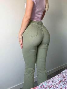 GILIPUR Quần jeans ống loe Y2K mới dành cho nữ, cạp cao, ôm sát, co giãn, thanh lịch và thời trang, phong cách đường phố thường ngày, quần jeans vintage cho mùa đông và mùa xuân, món quà lý tưởng cho năm mới, ngày Valentine, thể hiện sự thoải mái tinh tế, hoàn hảo cho các sự kiện trang trọng, bữa tối thường ngày và các buổi hòa nhạc. - màu xanh lá - Xem 11