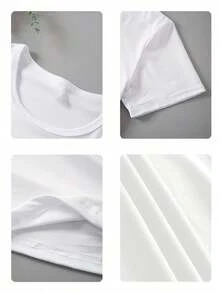 大码女式夏季花卉蝴蝶图案短袖T恤，休闲舒适日常上衣 - 白色 - 查看 7