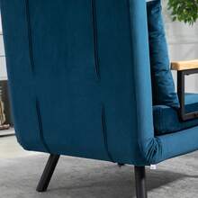 HOMCOM Sofa Bed Relaxation Chair Guest Bed Function Velvet Back Cushion Adjustable Backrest Blue 63x73x81cm On Site - 1 - View 7