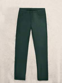 Apperloth A Plus Size High Waist PU Leather Leggings With Thermal Lined, Stretchy Winter - 墨綠色 - 查看 6