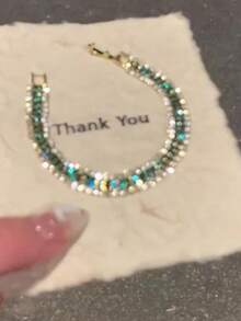 1 Pc Luxury Roman Crystal Women's Micro-Inlaid Claw Chain Bracelet Sparkling Copper Alloy White Green Zirconia Claw Chain - Rhinestone Bracelet - View 2