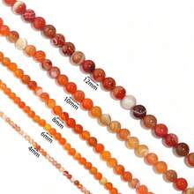 1 Hilo de Cuentas de Ágata Naranja Rayada para Hacer Joyas - Redondas, Tamaños Surtidos de 4mm a 12mm - Naranja - Ver 7