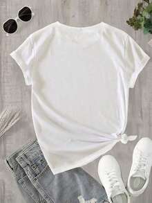 2026 Women's ClothesWomen's Cute Teddy Bear & Balloon Print Short Sleeve T-ShirtLoose And Comfortablesummer Shirts - 白色 - 查看 2