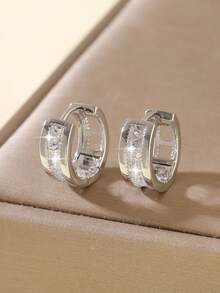 1 Pasang Anting Hoop Bulat Geometris Elegan dari Tembaga, Minimalis & Serbaguna, Hadiah untuk Wanita - bulat - View 10