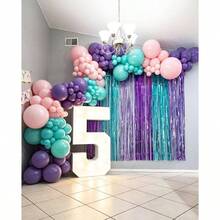 Pink Purple Blue Balloons, 12 Inch Color Pink Teal Purple Balloons Confetti Latex Balloons Themed Gaby House Party Birthday Decorations - 粉紅色 紫色 藍色 - 查看 7