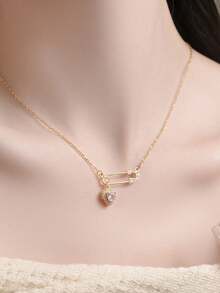 1 pieza Broche de cobre con circonita de lujo, colgante en forma de corazón, collar de acero de titanio con diseño único y carismático para influencers, collar para mujer, joyería de moda, regalo de cumpleaños, regalo para hermanas, adecuado para uso diario, fiesta de cumpleaños, banquete, baile en el campus, eventos de celebración, accesorio de temporada - Multicolor - Ver 4