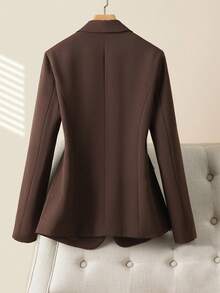 Áo blazer nữ màu trơn thanh lịch và thời trang, phù hợp cho cả những dịp thường ngày và công sở, mùa xuân. - Cà phê nâu - Xem 2