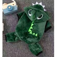 1件可爱绿色恐龙变身宠物服装，适合泰迪犬、贵宾犬等小型犬的保暖套装，圣诞宠物礼物 - 綠色 - 查看 12