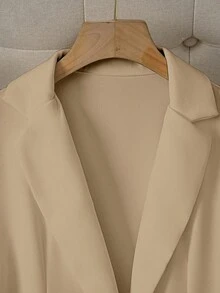 Jaket Tipis Kasual/Kerja Wanita Lengan Panjang Kerah Lapel Warna Polos, Kancing Tunggal, Musim Gugur - Aprikot - View 3
