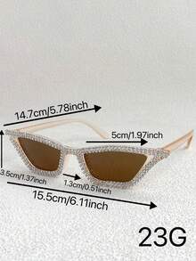 1 Stück europäischer & amerikanischer Stil Cat Eye handgefertigte Damen Modebrillen mit Strass Verzierung