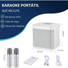 áquina de Karaoke para Niños y Adultos: Altavoz Portátil de Karaoke con 2 Micrófonos Inalámbricos Soporte Tarjeta TF,USB,AUX,PC,PA,TV,Wireless Karaoke Speaker,Blanco Bocinas - 1 - Ver 6