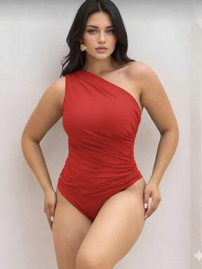 Body um Ombro Só com Drapeado Lateral