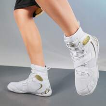 男士摔跤鞋，轻便的Sdtdid拳击鞋，采用超细纤维绒面革制成，适用于健身房、力量举重、健美、训练等。 - 白色 - 查看 9