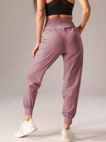 Women Light Soft Sports Long Pants For Running Fitness Casual Hiking Outdoors - Bụi tím - Xem 2